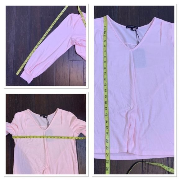 NWT Gibsonlook Lotus Pink Fleece Long Blouson Sleeve V Neck Top Medium - Picture 11 of 11